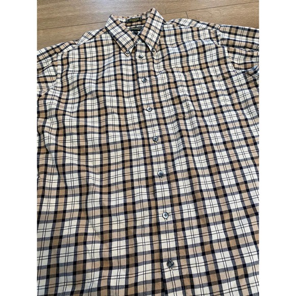 Kinloch Anderson Shirt Large L Brown Plaid Button Up Flannel Mens Wool Cotton - Picture 2 of 7